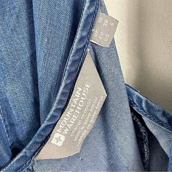 Mountain Warehouse 100% Tincel chambray knee length dress SZ 6 blue lightweight - Picture 8 of 13